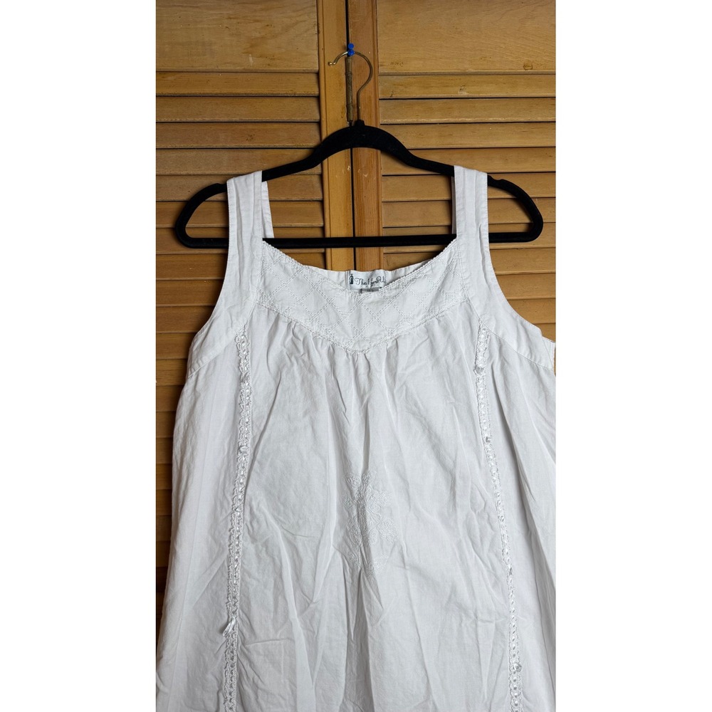 Vtg The 1 for U White Flowy Cotton Prairie Nightgown Cottage Core House Dress M - Picture 4 of 12